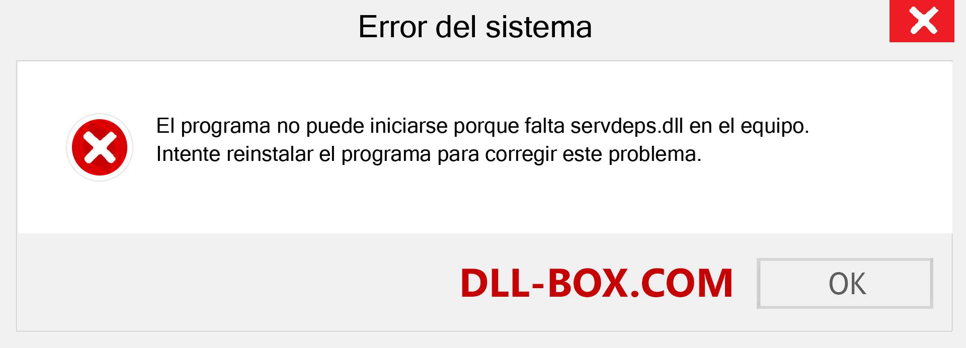 ¿Falta el archivo servdeps.dll ?. Descargar para Windows 7, 8, 10 - Corregir servdeps dll Missing Error en Windows, fotos, imágenes